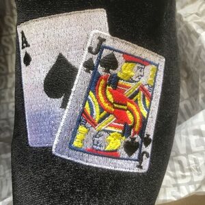 Men's Malachi Embroidered Blackjack Playing Cards Velvet Dress Slippers